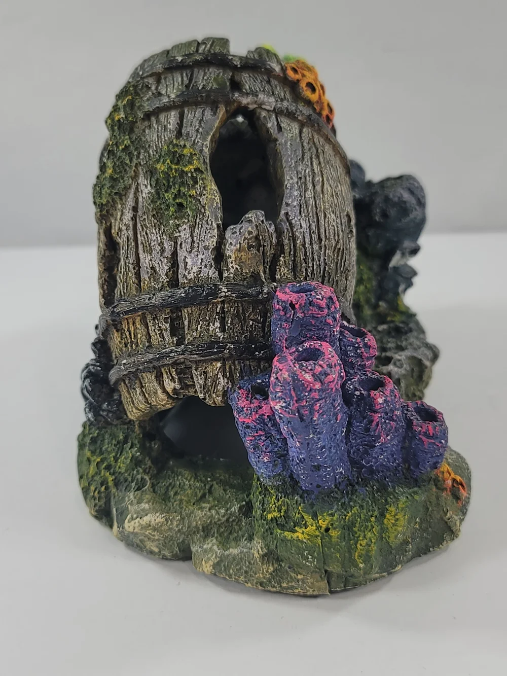 Top Fin Aquarium Decoration Fish Tank Resin Rock Barnacle Barrel Cave Ornament